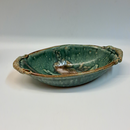 #230728 Biscuit Bowl  Green & Mauve $18 at Hunter Wolff Gallery